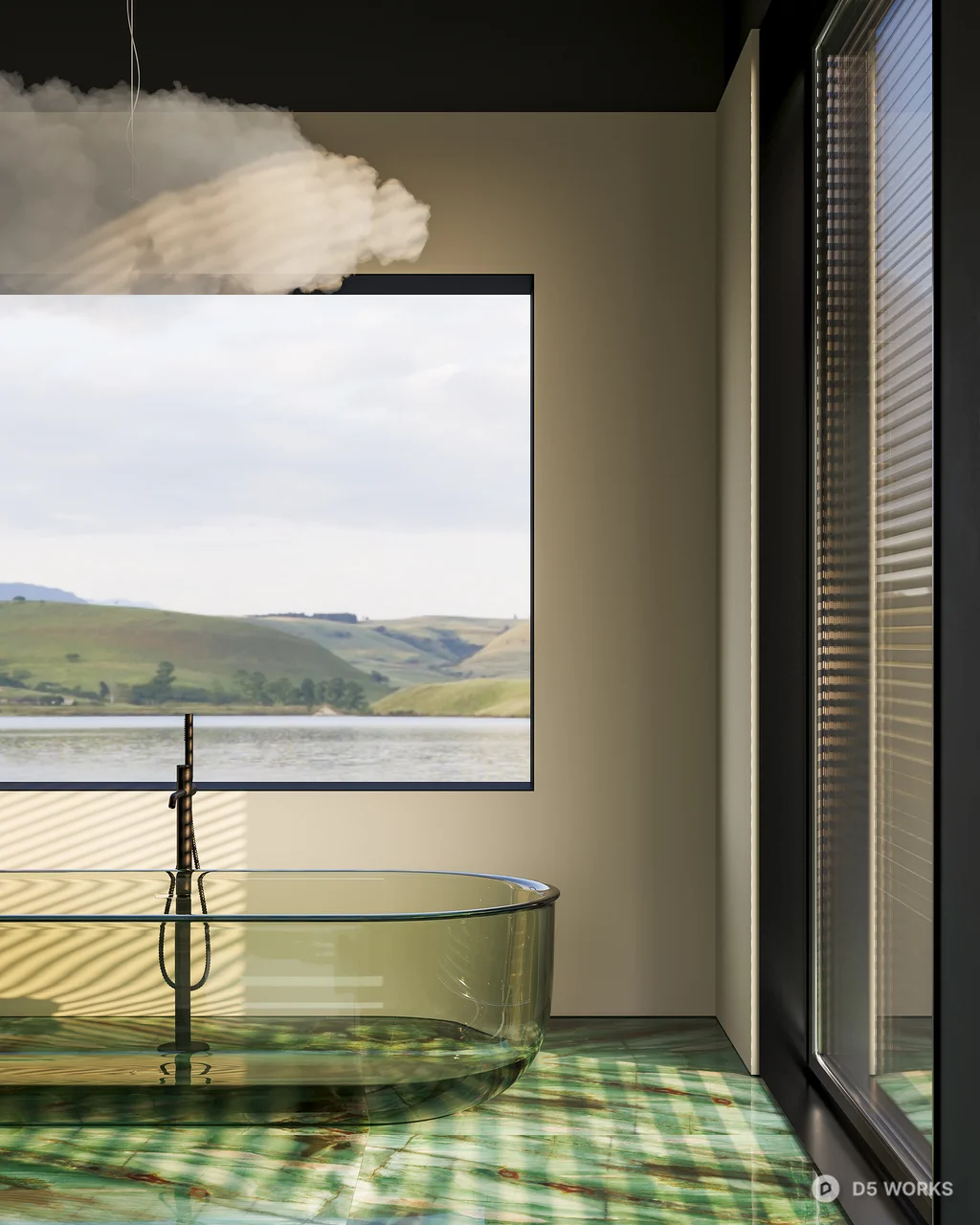 Minimalist Bathroom With Landscape View 3d model thumbnail 2
