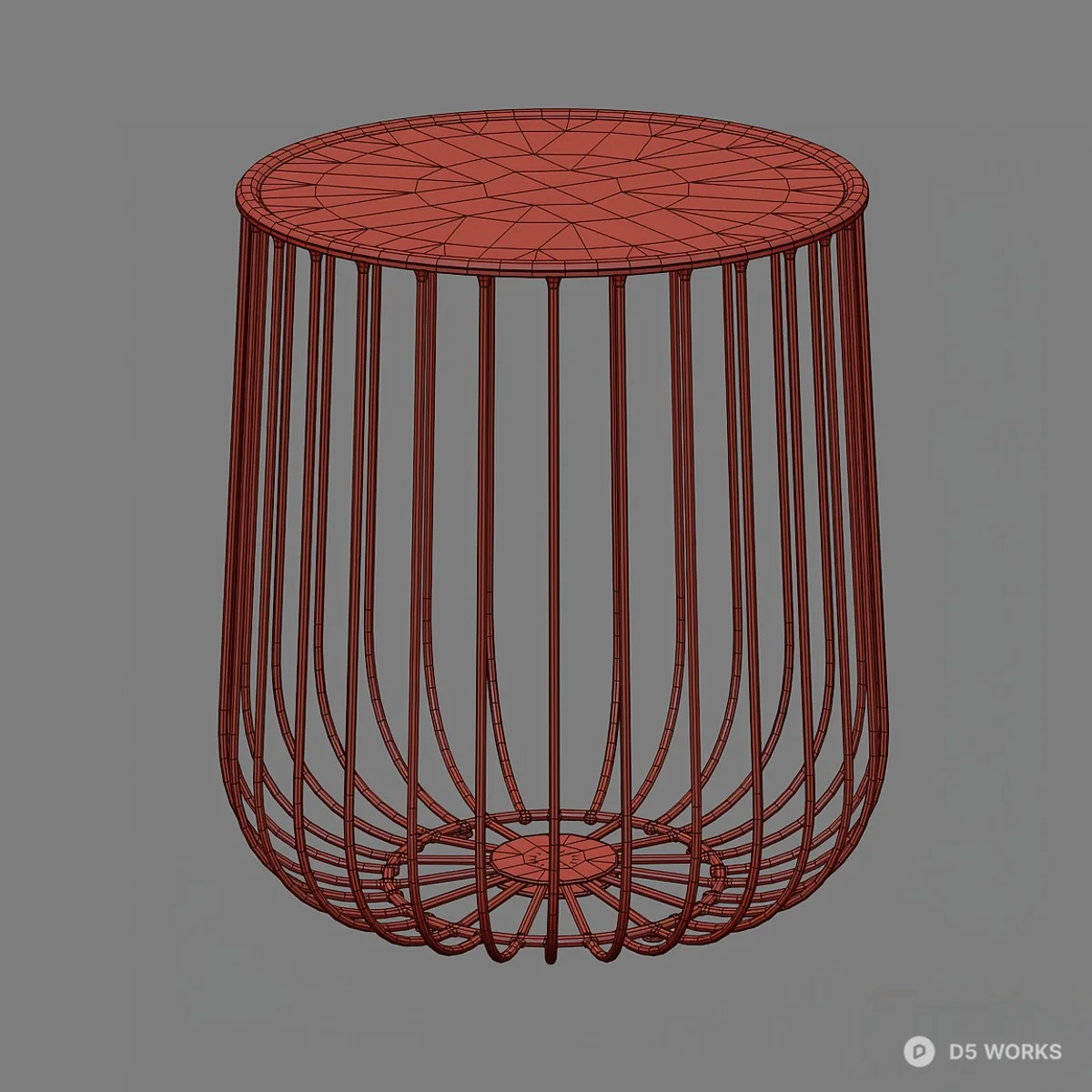 Wireframe Metal Side Table 3d model thumbnail 6