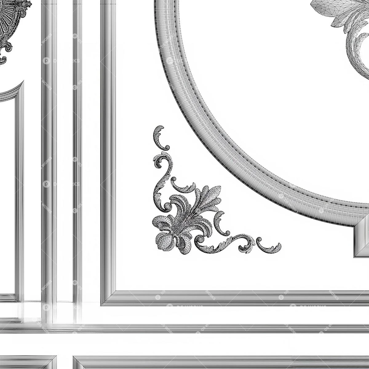 Ornate Ceiling Panel 3d model thumbnail 2
