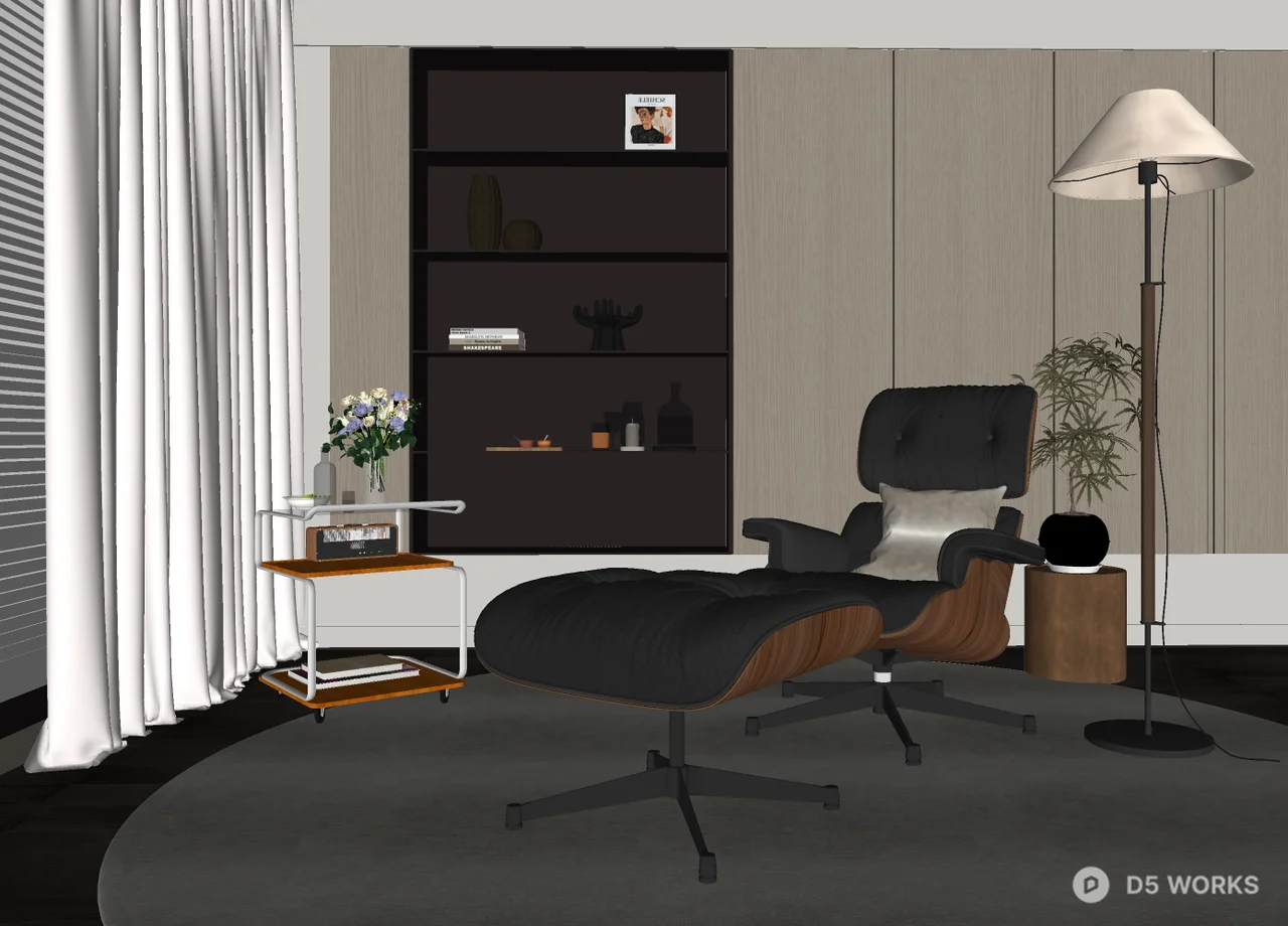 Mid Century Modern Lounge Chair 3d model thumbnail 2