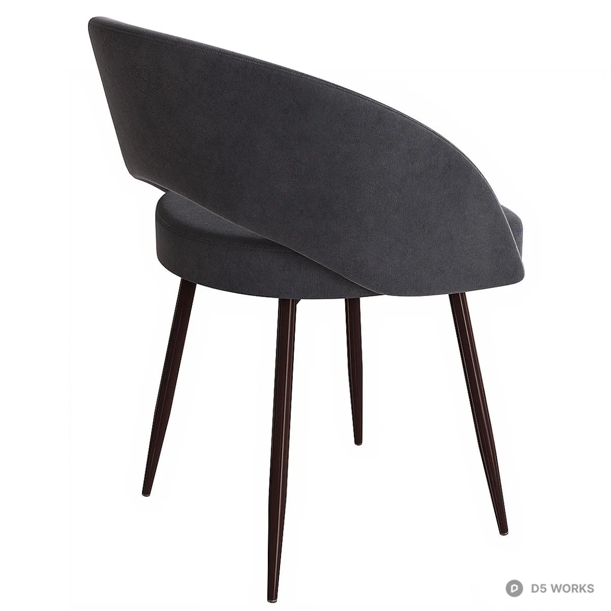 Mid-Century Modern Velvet Dining Chair 3d model thumbnail 3