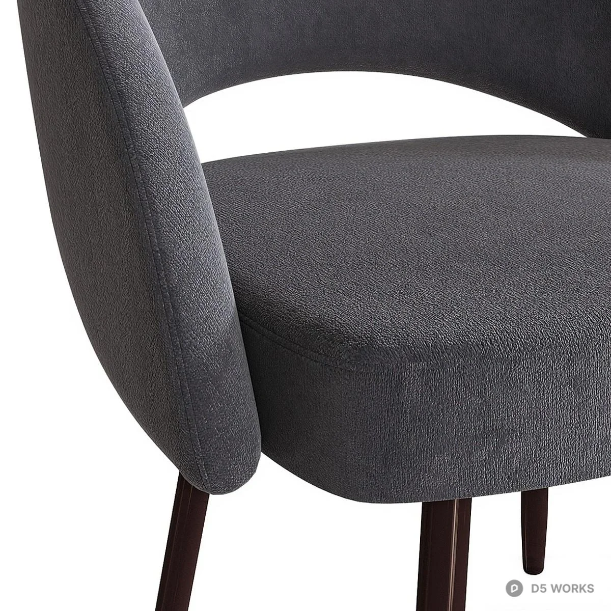 Mid-Century Modern Velvet Dining Chair 3d model thumbnail 4