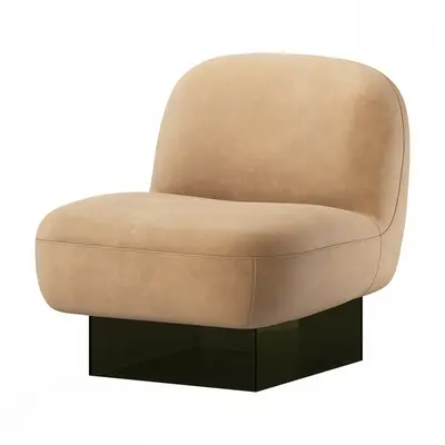 Velvet Upholstered Single Sofa Chair 3d model