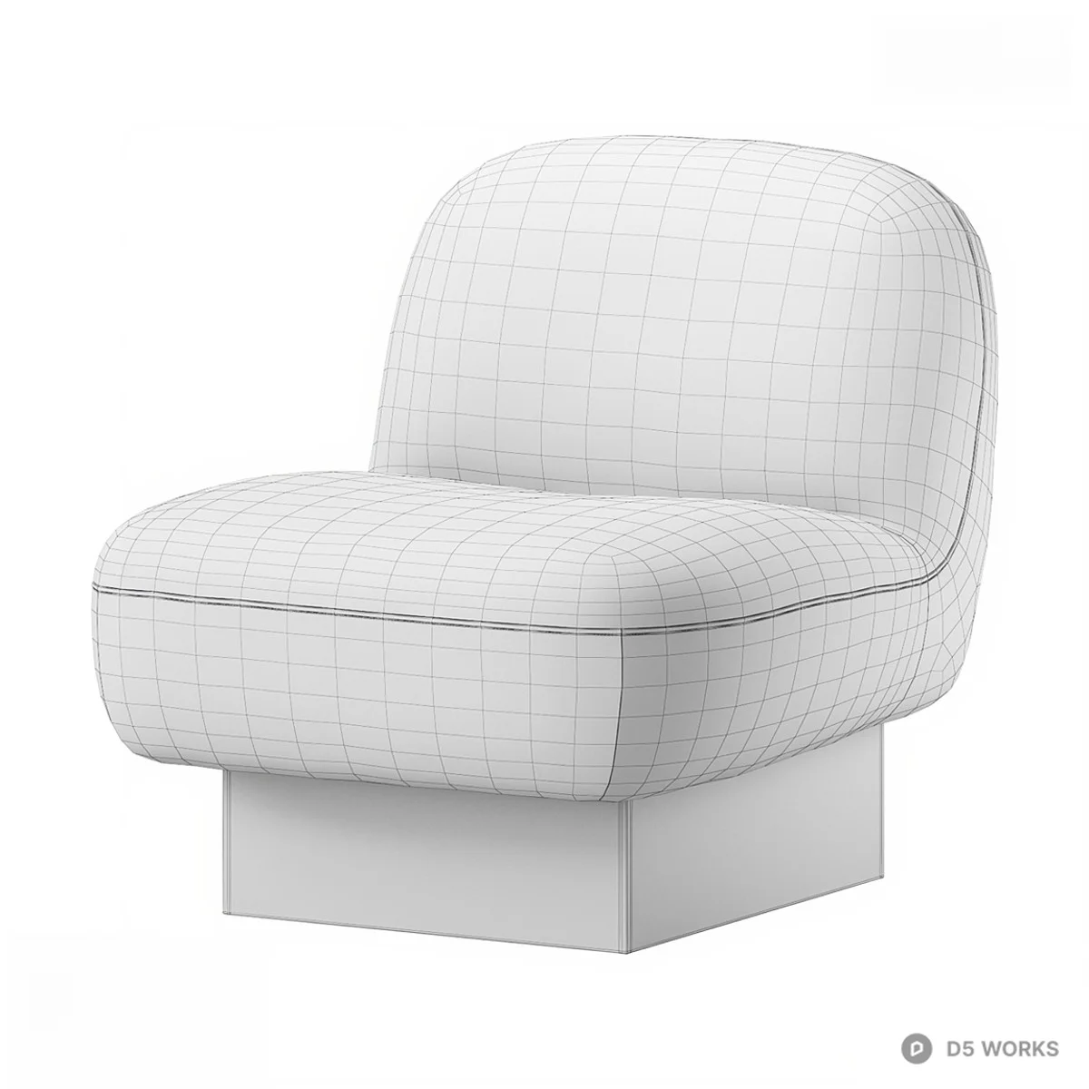 Velvet Upholstered Single Sofa Chair 3d model thumbnail 2