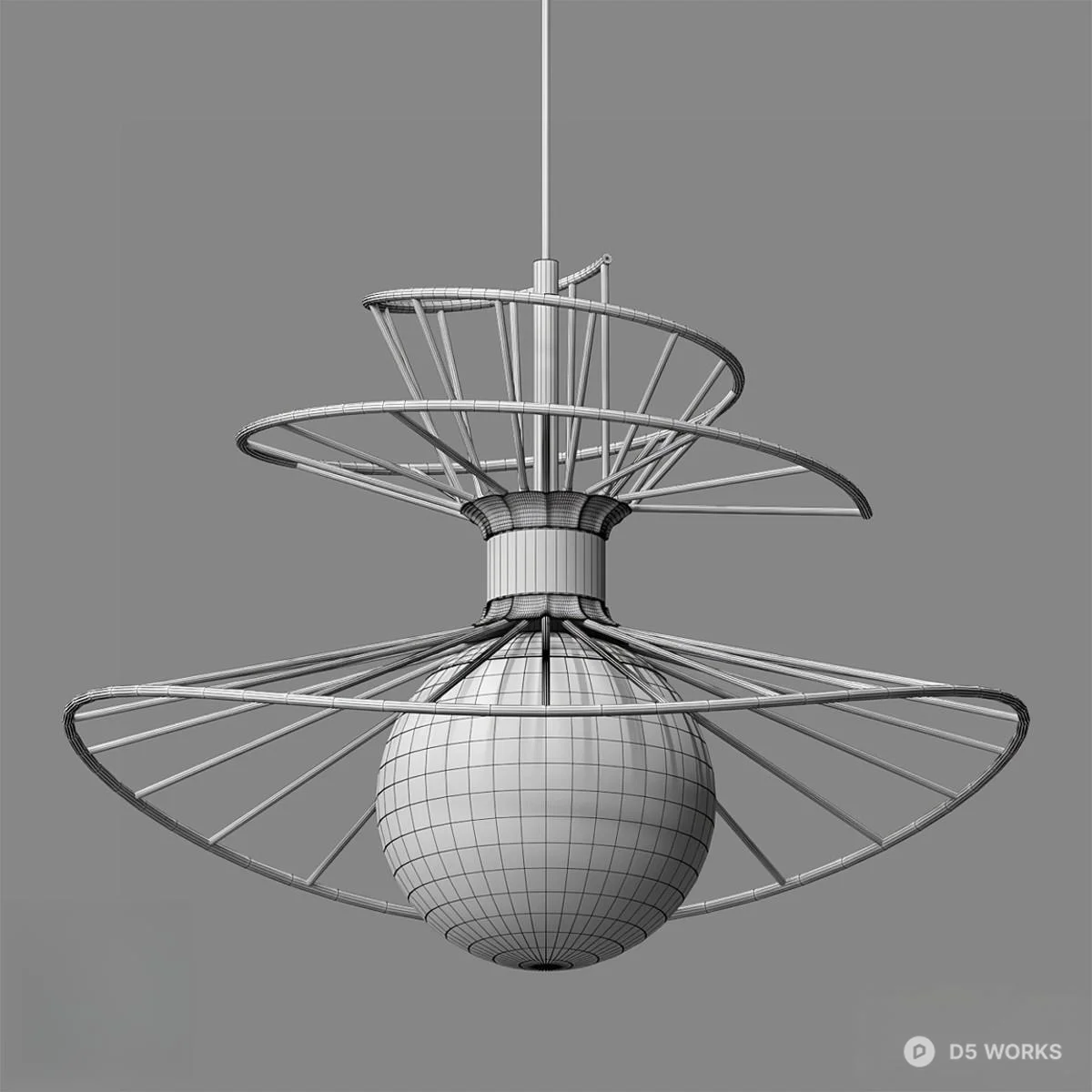 Spiral Metal Frame Pendant Light 3d model thumbnail 2