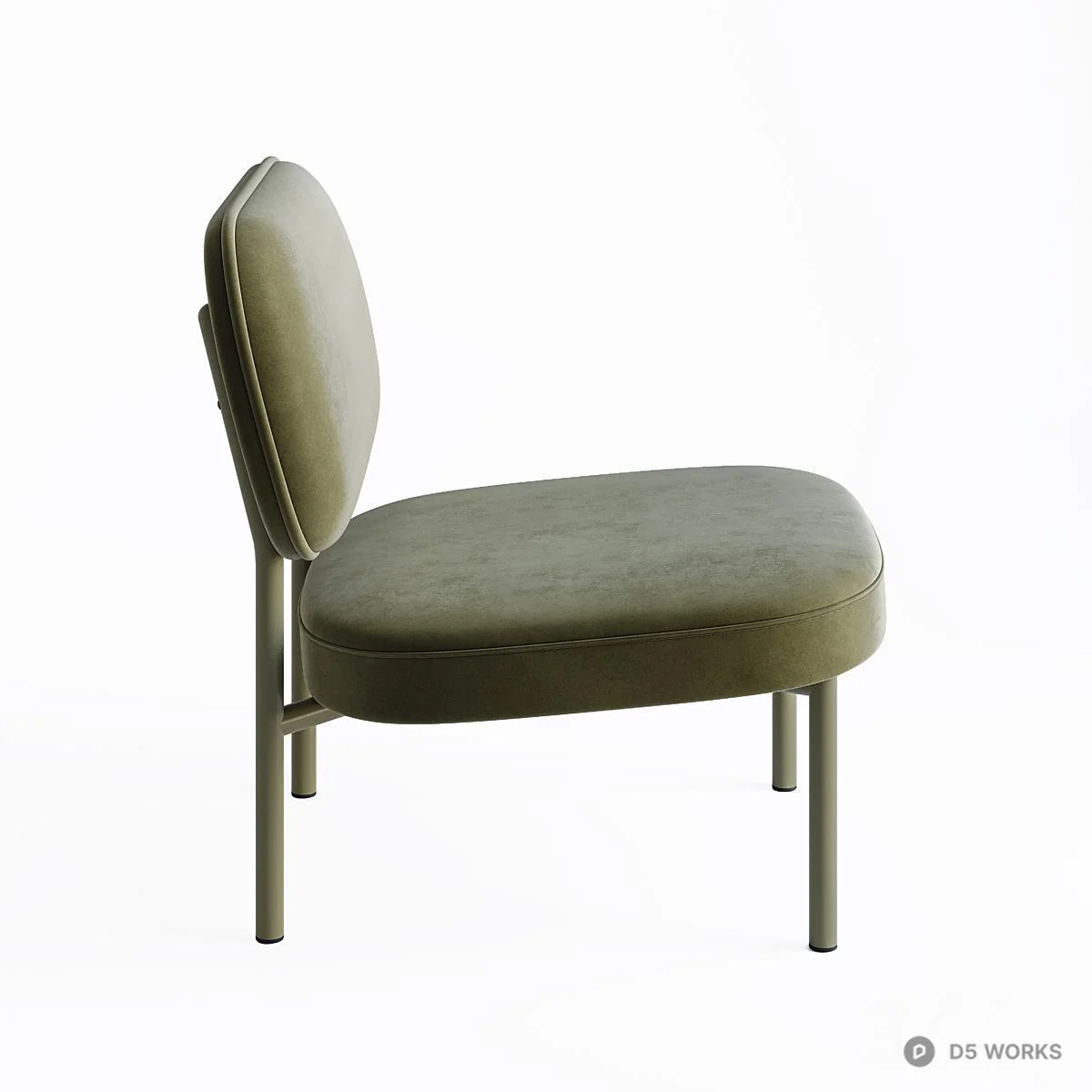 Olive Velvet Upholstered Lounge Chair 3d model thumbnail 3