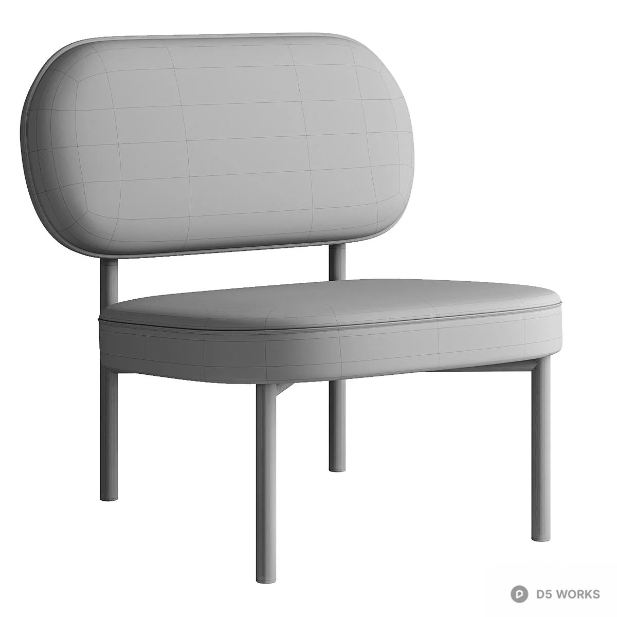 Olive Velvet Upholstered Lounge Chair 3d model thumbnail 7