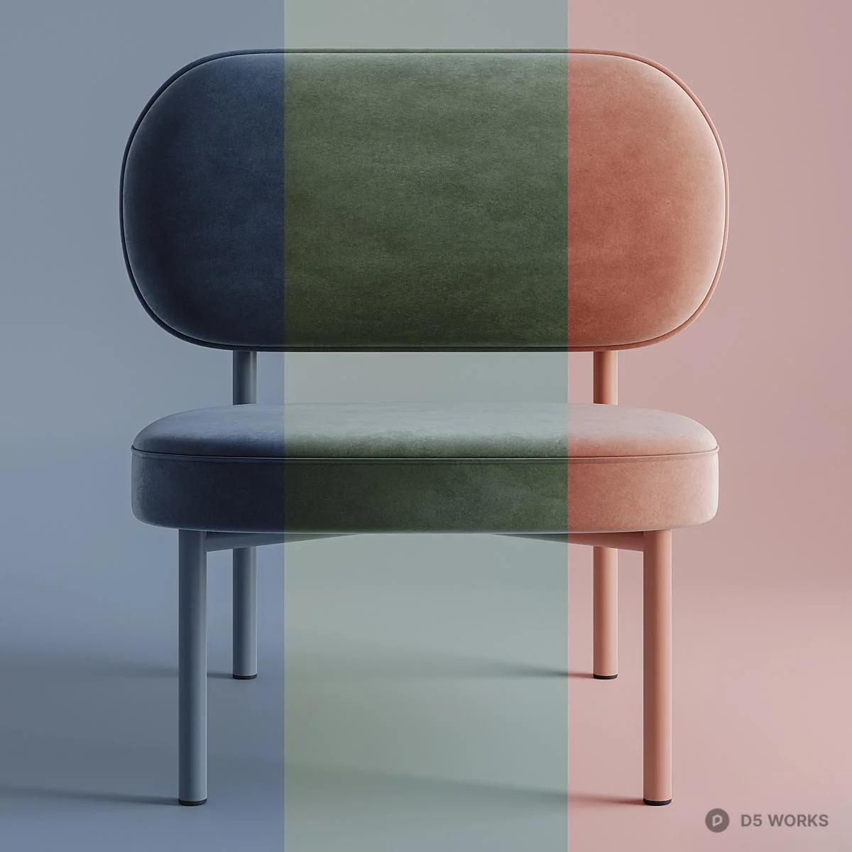 Olive Velvet Upholstered Lounge Chair 3d model thumbnail 4