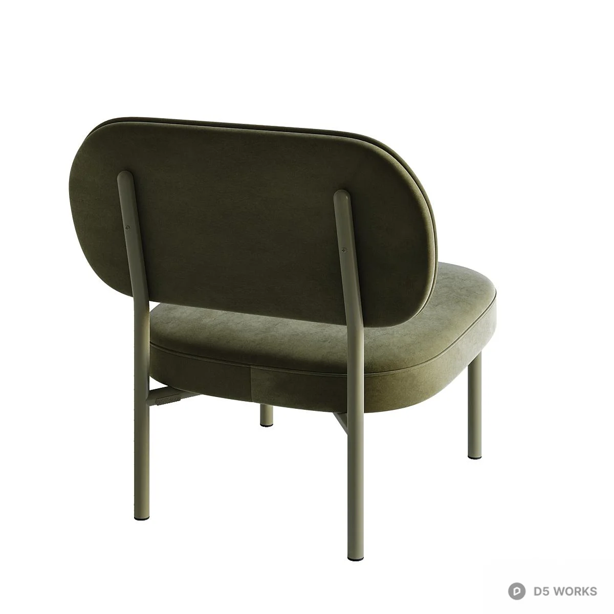Olive Velvet Upholstered Lounge Chair 3d model thumbnail 2