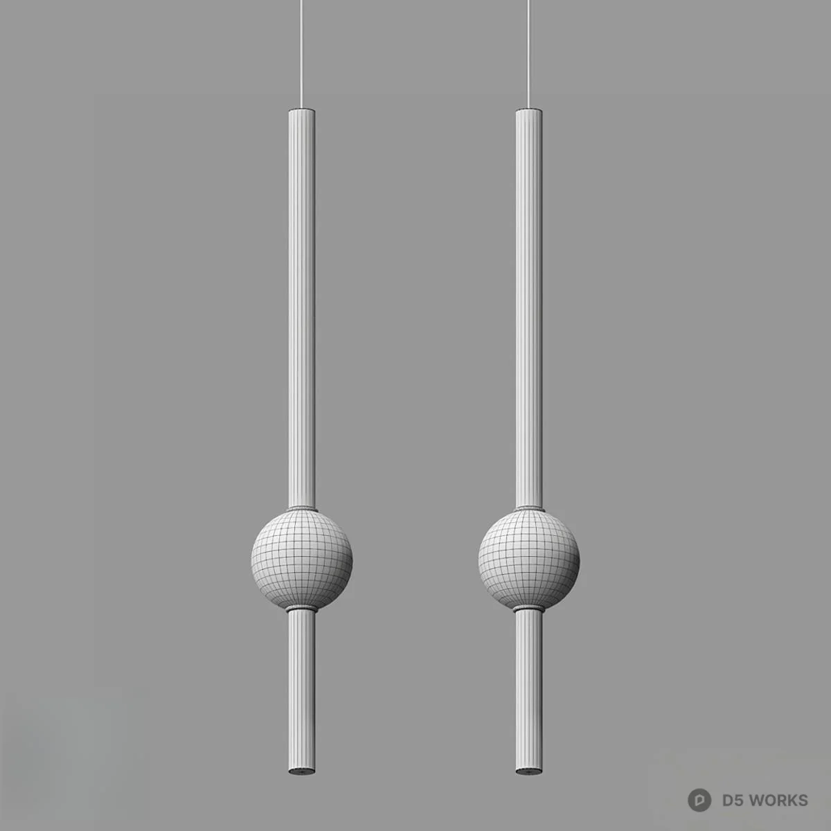 Minimalist Linear Pendant Lamp With Sphere Accent 3d model thumbnail 2