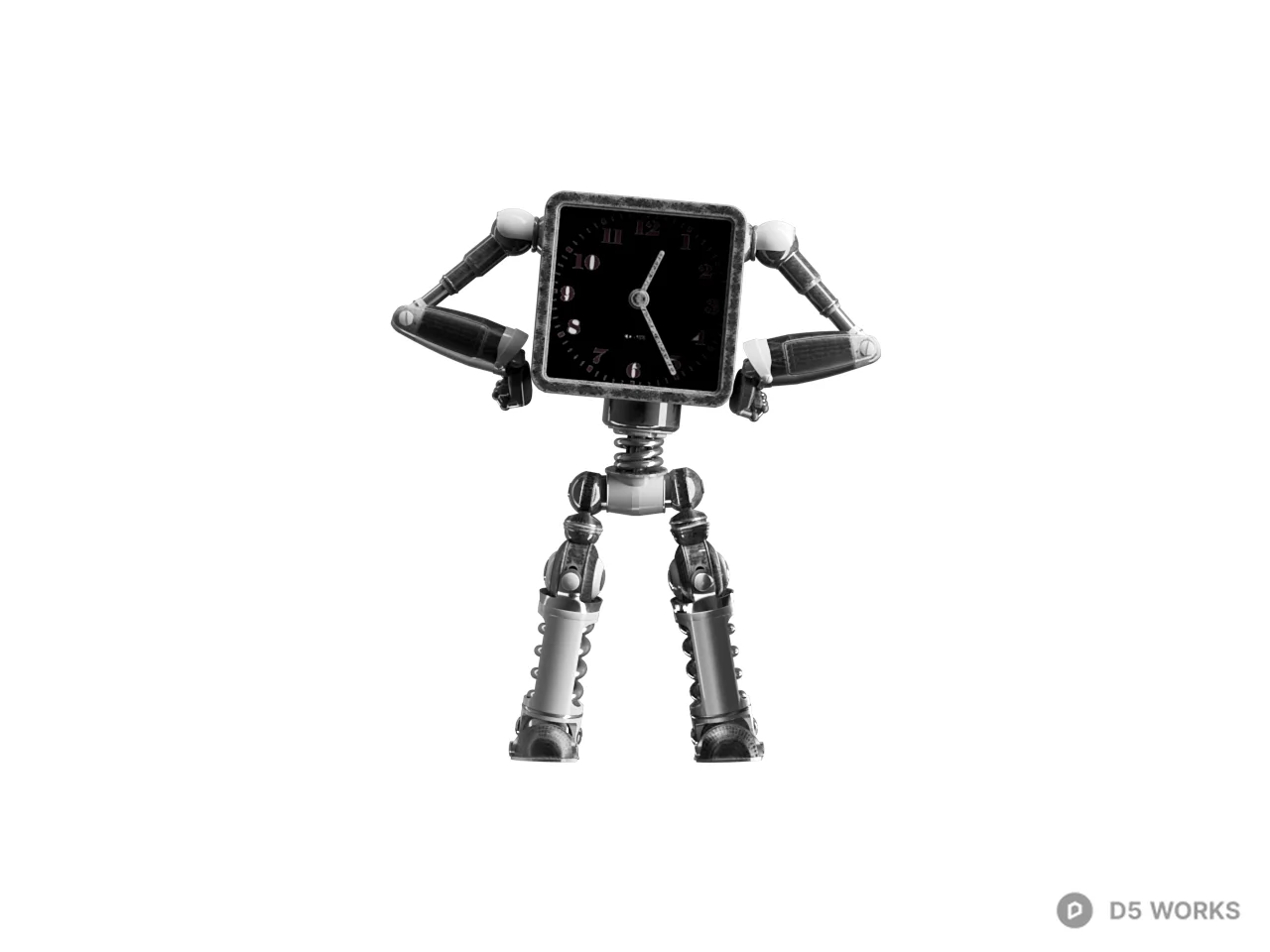Robotic Clock Sculpture 3d model thumbnail 2