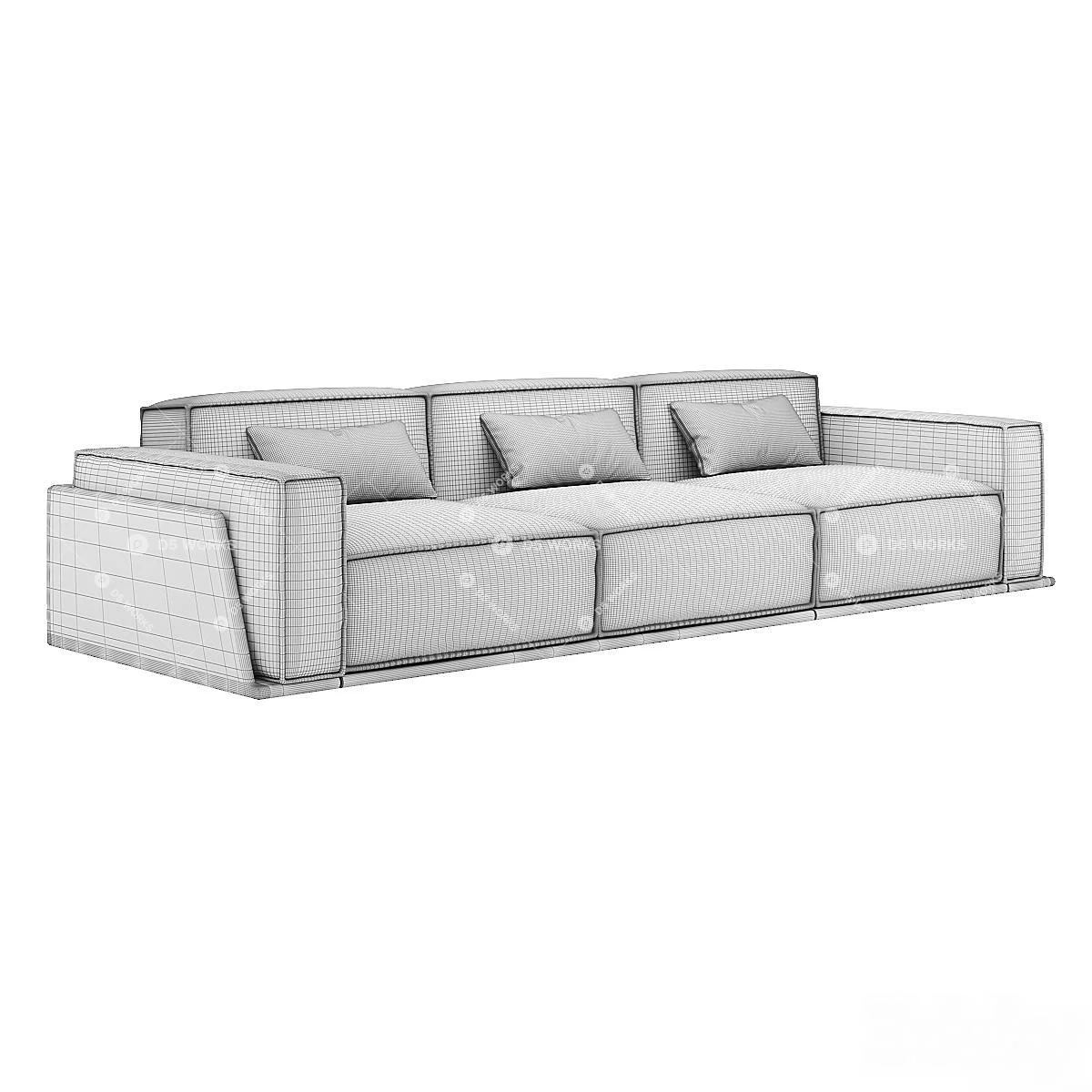 Modern Three-seater Sofa 3d model thumbnail 2