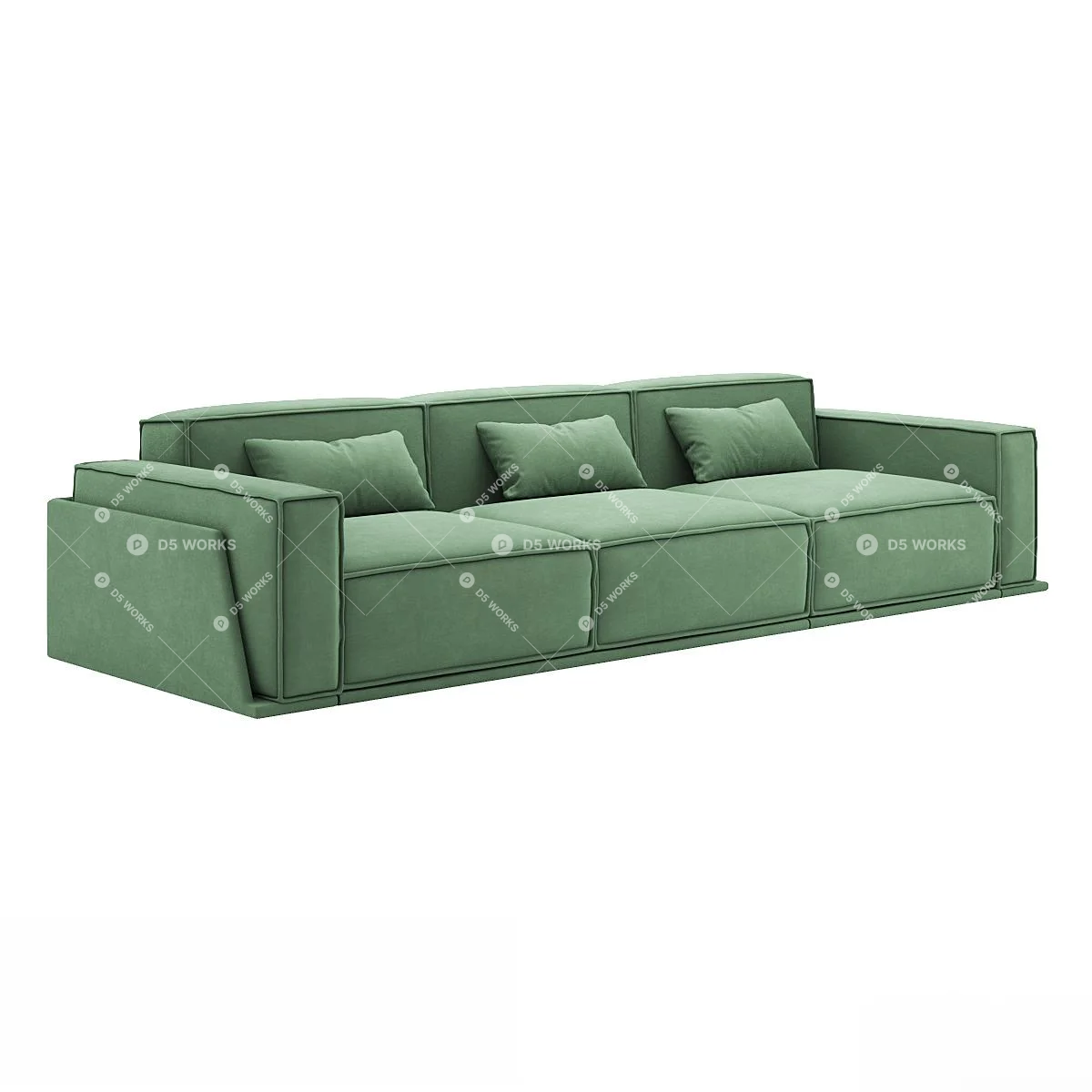 Modern Three-seater Sofa 3d model - Image 1