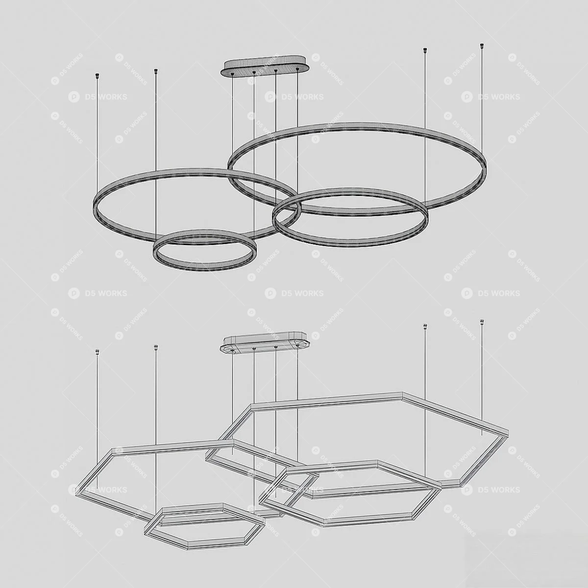 Modern Ring LED Pendant Light 3d model thumbnail 2