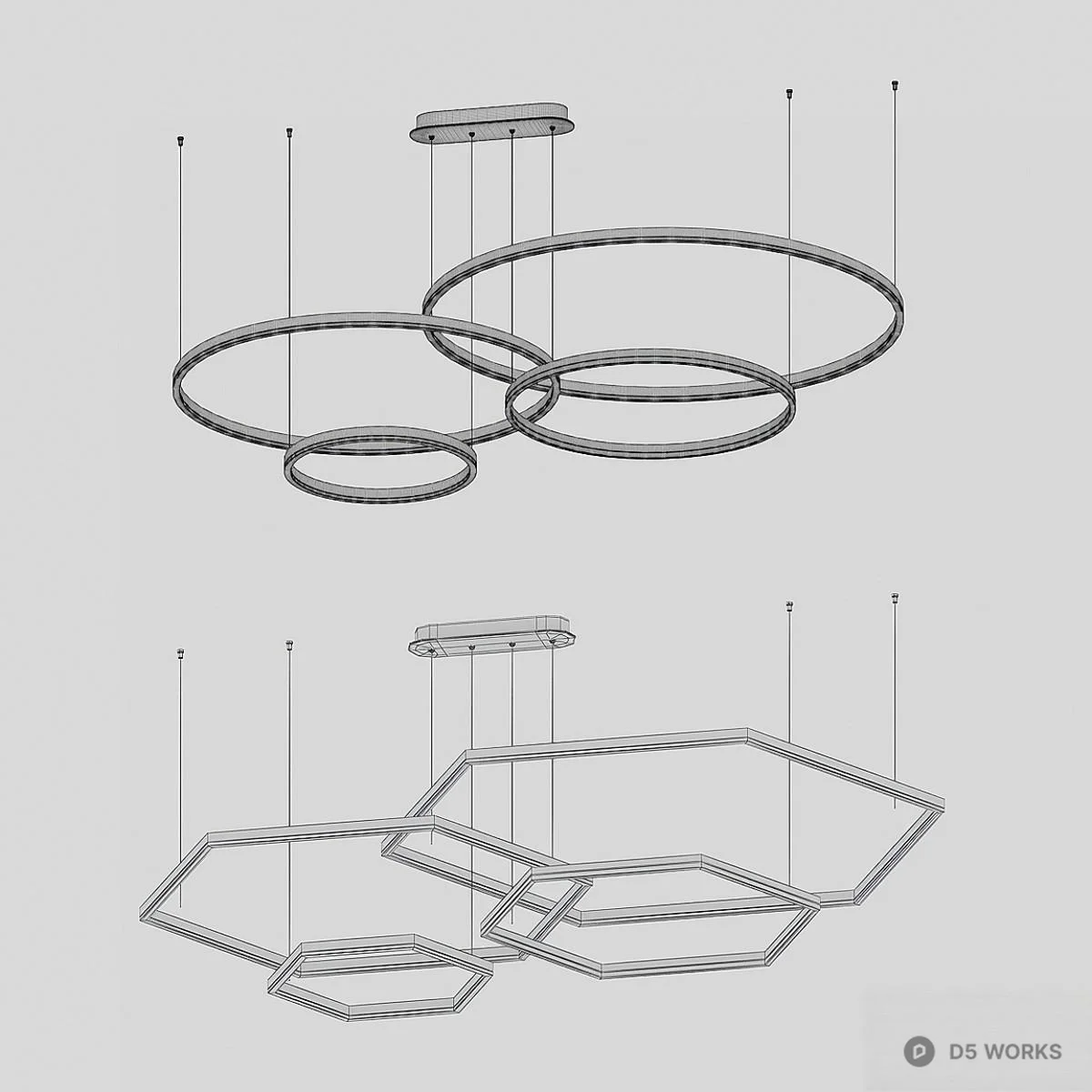 Modern Ring LED Pendant Light 3d model thumbnail 2