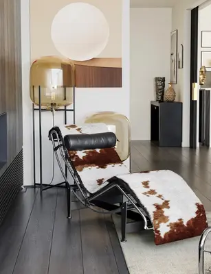 Modern Leather Chaise Lounge with Cowhide 3d model
