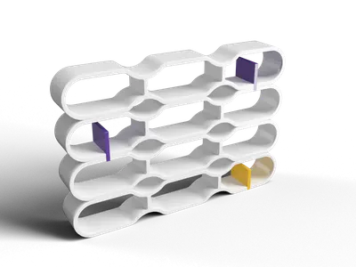 Organic Form White Modular Shelving Unit 3d model