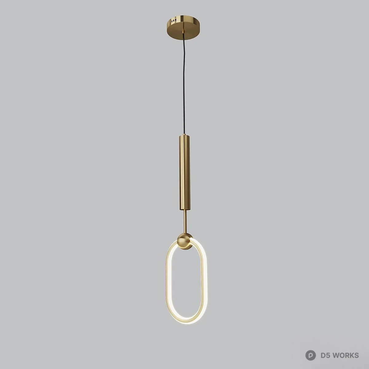 Minimalist Oval Ring Pendant Light 3d model thumbnail 2