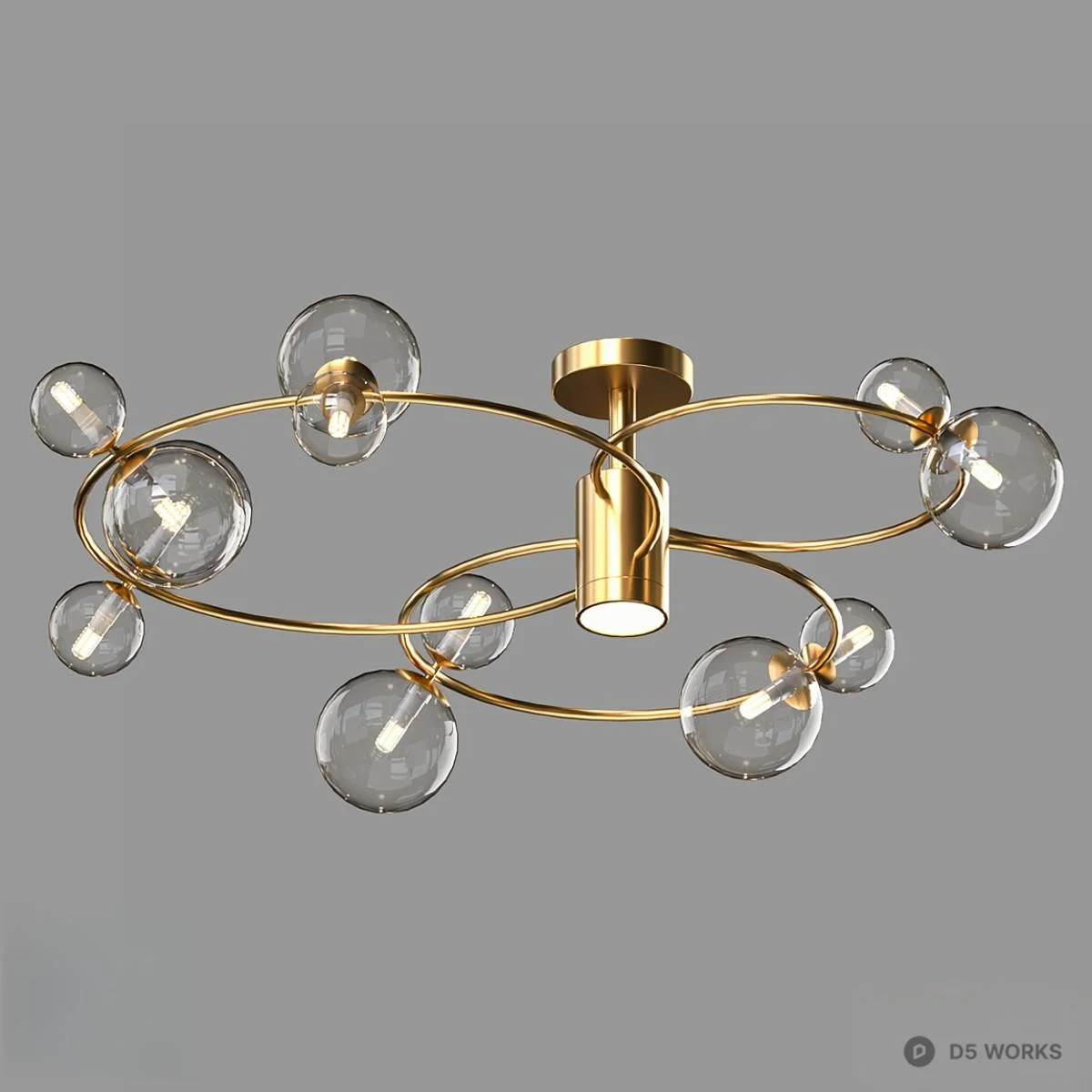 Modern Glass Globe Ceiling Light 3d model - Image 1