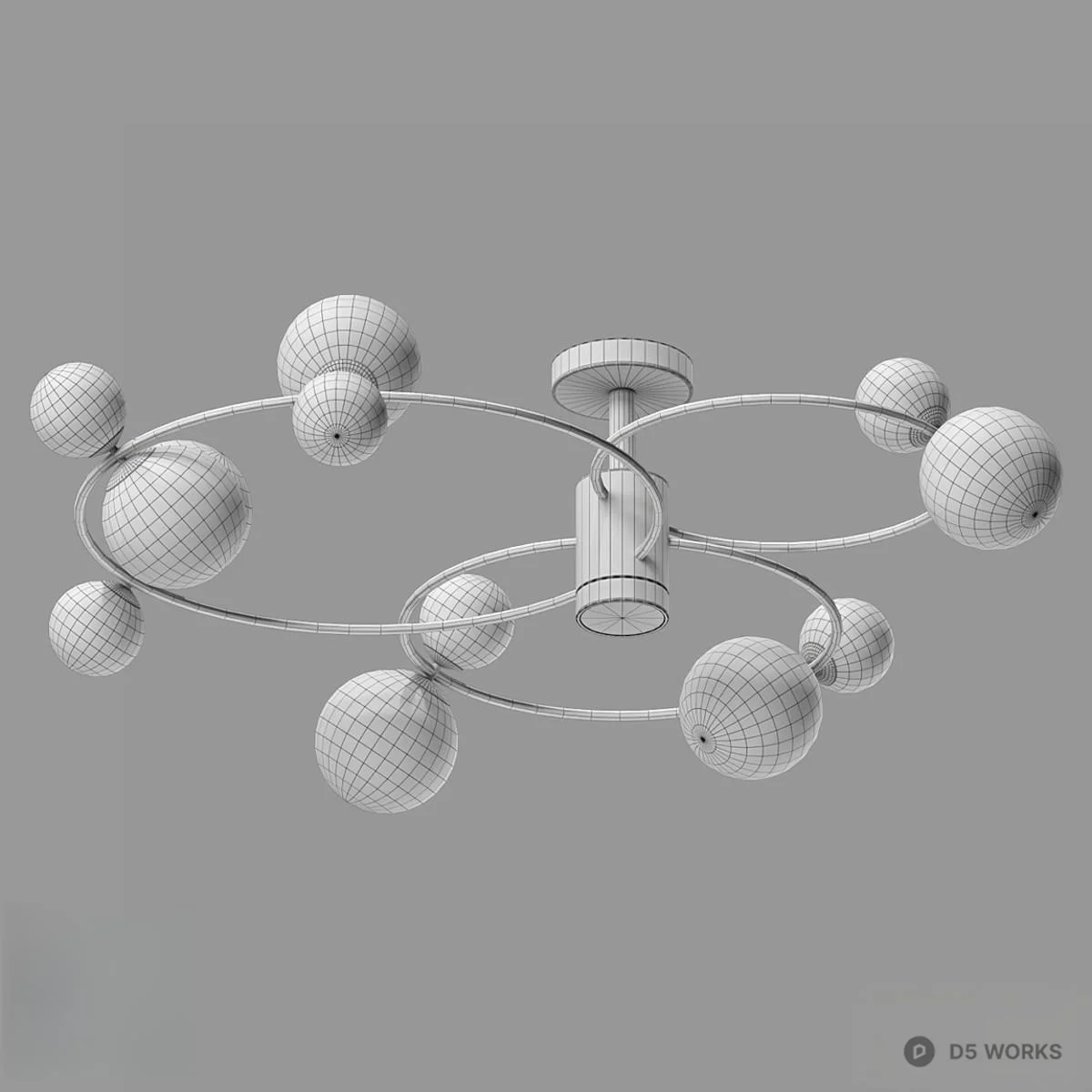 Modern Glass Globe Ceiling Light 3d model thumbnail 2