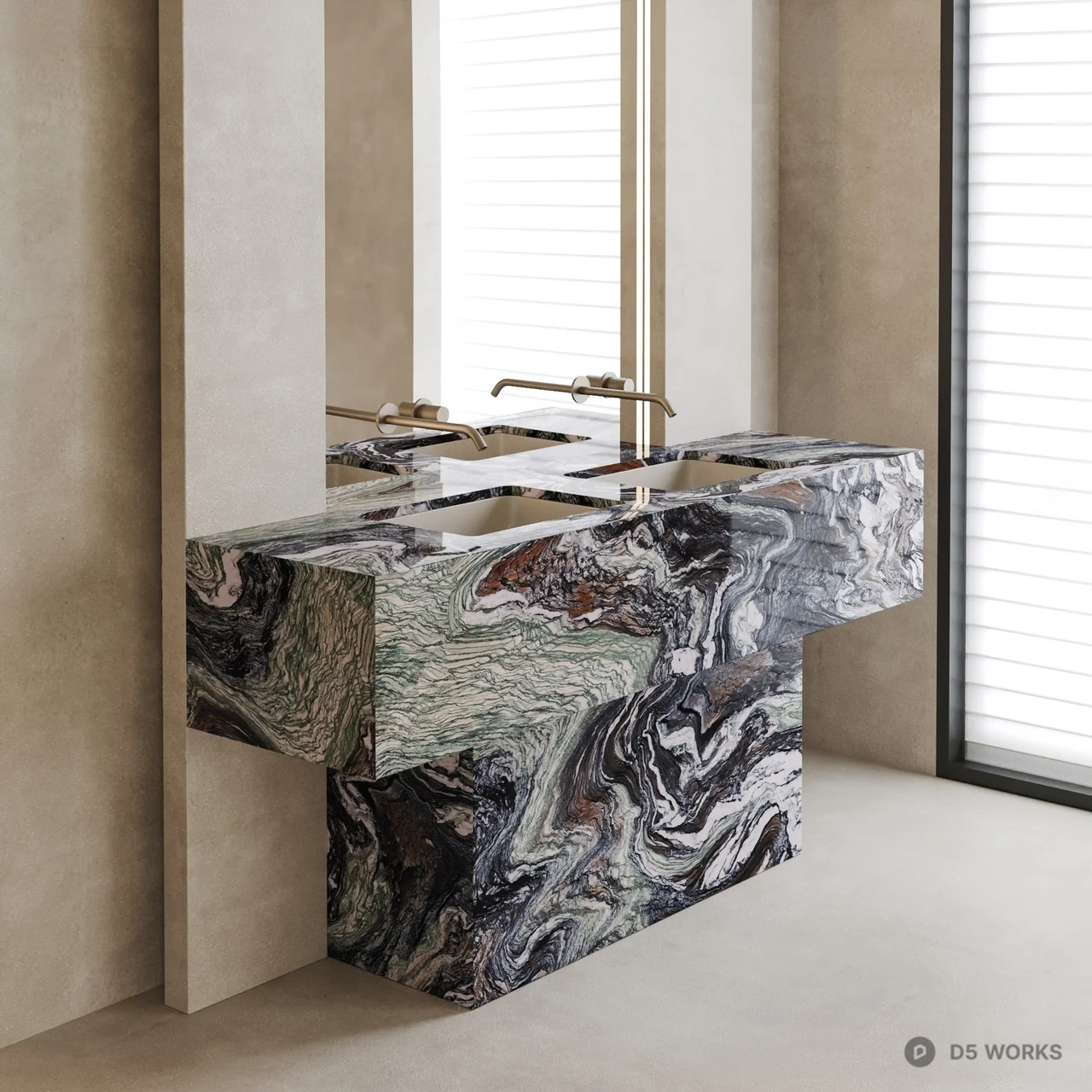 Marble Texture Bathroom Vanity 3d model - Image 1