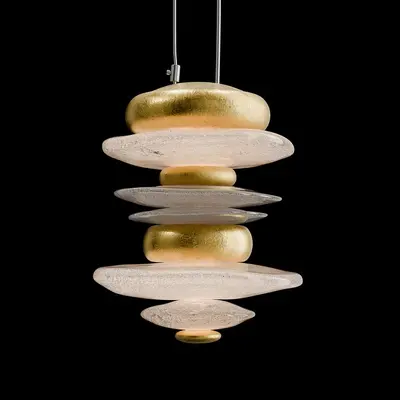 Stacked Glass And Gold Pendant Light 3d model