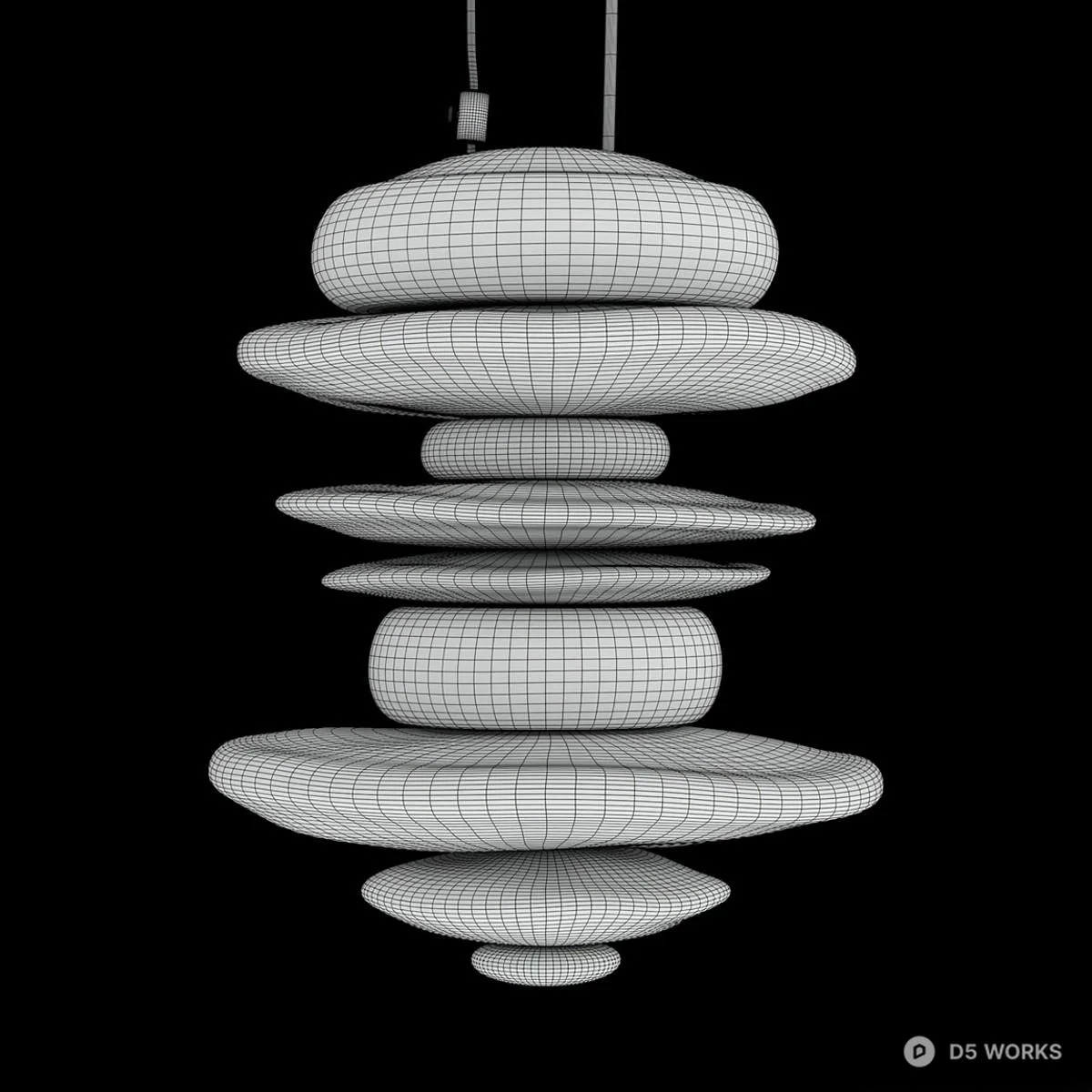 Stacked Glass And Gold Pendant Light 3d model thumbnail 3