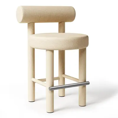 Minimalist Upholstered Bar Stool With Backrest 3d model