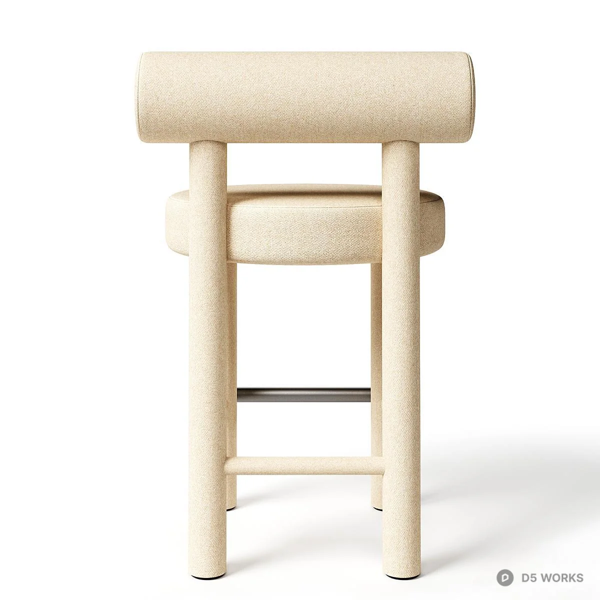 Minimalist Upholstered Bar Stool With Backrest 3d model thumbnail 3