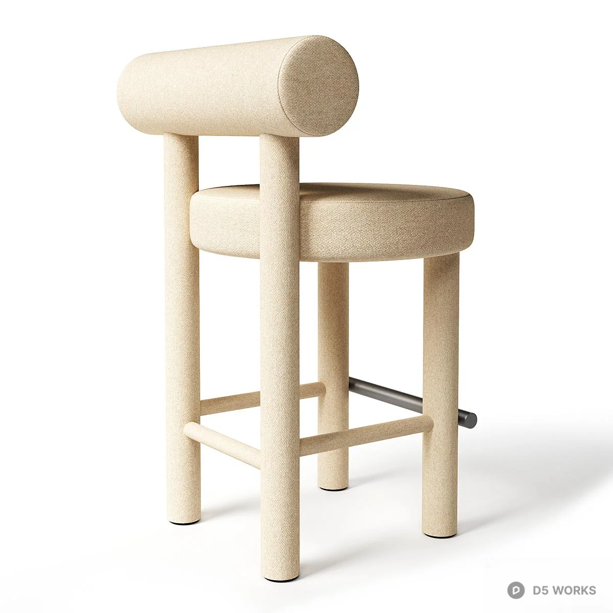 Minimalist Upholstered Bar Stool With Backrest 3d model thumbnail 4