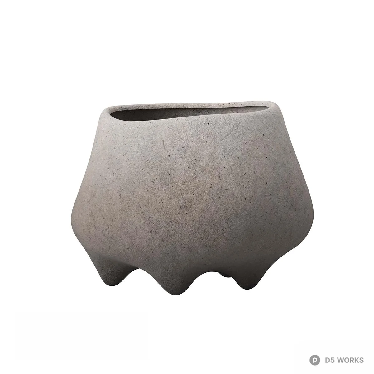 Textured Ceramic Planters Set 3d model thumbnail 4