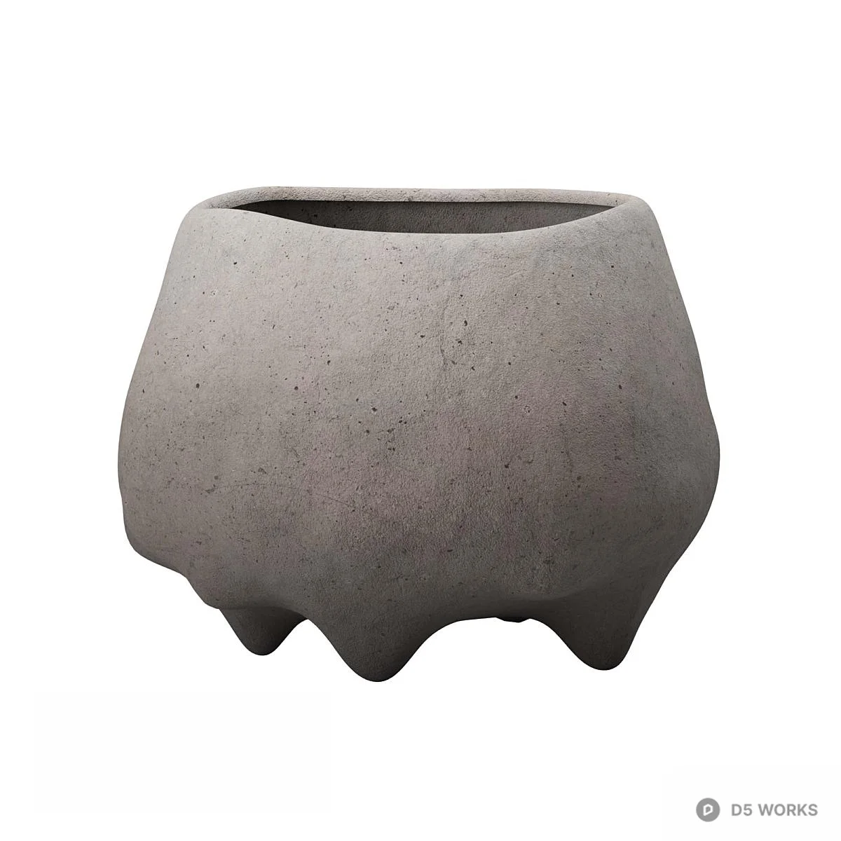 Textured Ceramic Planters Set 3d model thumbnail 3