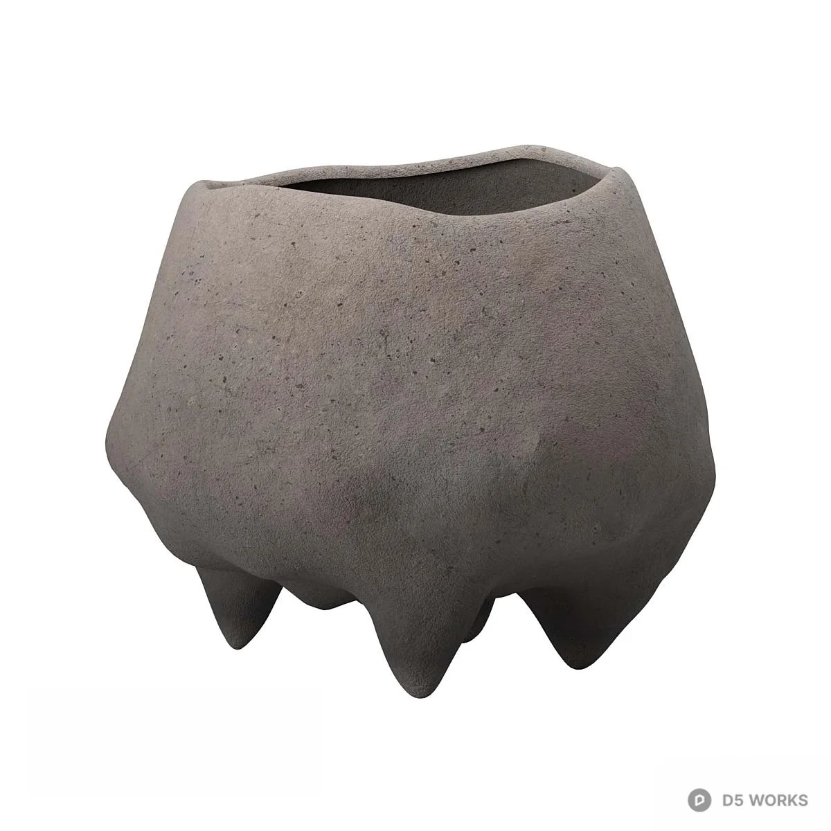 Textured Ceramic Planters Set 3d model thumbnail 2
