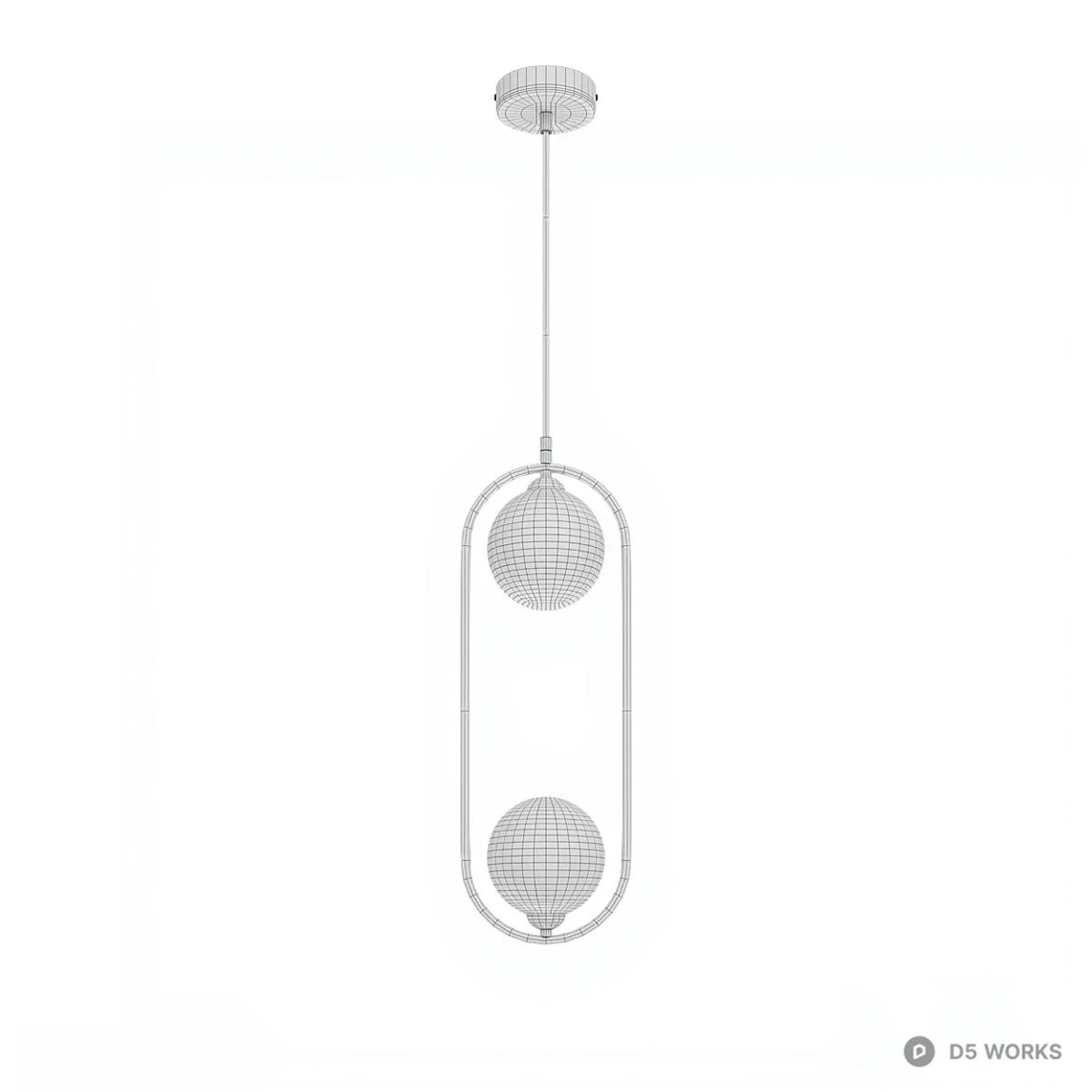 Minimalist Oval Frame Pendant Light 3d model thumbnail 3