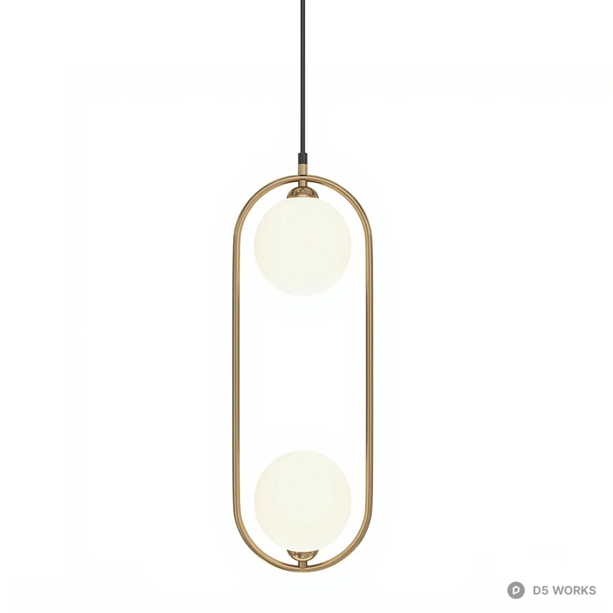 Minimalist Oval Frame Pendant Light 3d model thumbnail 2