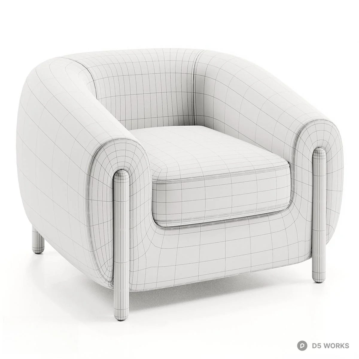 Minimalist Upholstered Armchair 3d model thumbnail 3