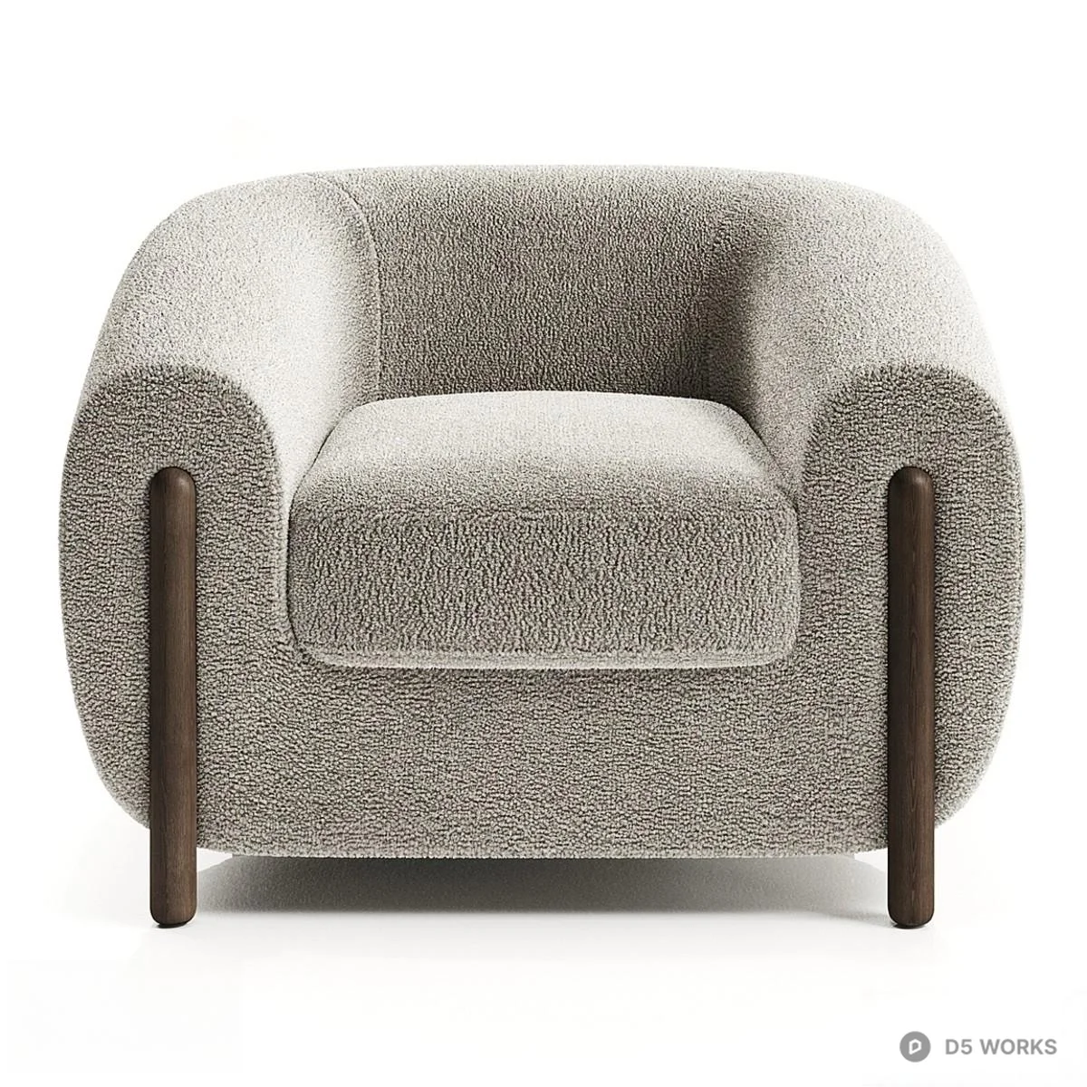 Minimalist Upholstered Armchair 3d model thumbnail 2
