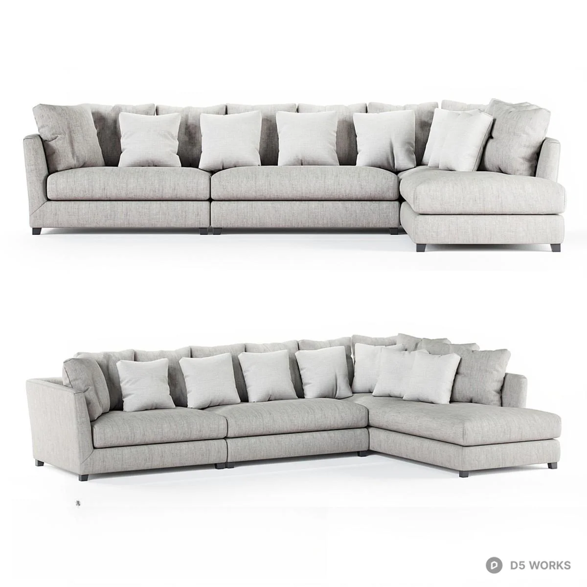 Modern Gray Modular Sectional Sofa 3d model - Image 1