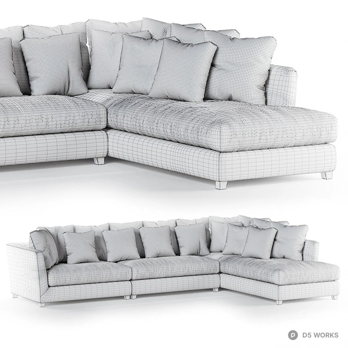 Modern Gray Modular Sectional Sofa 3d model thumbnail 3