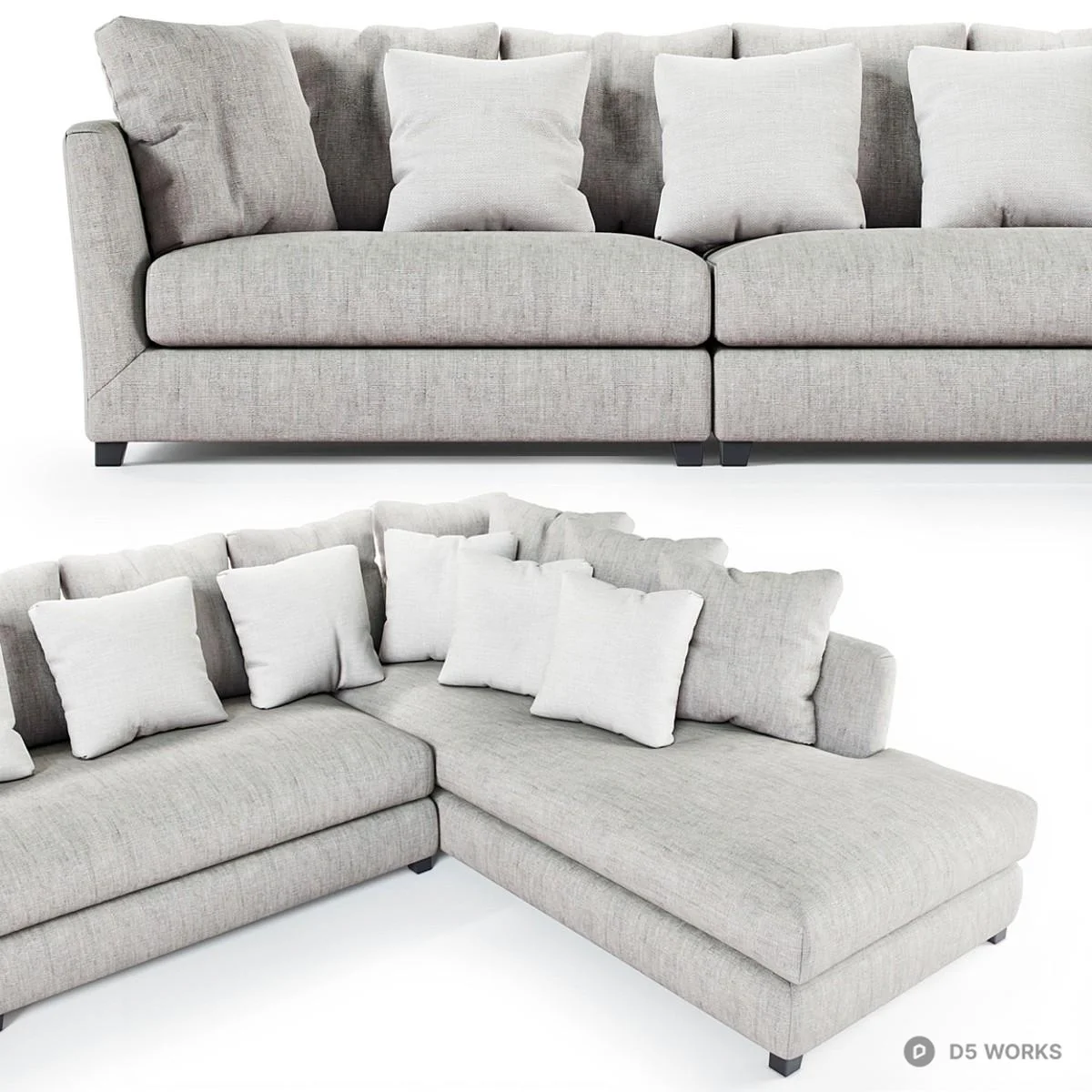 Modern Gray Modular Sectional Sofa 3d model thumbnail 2