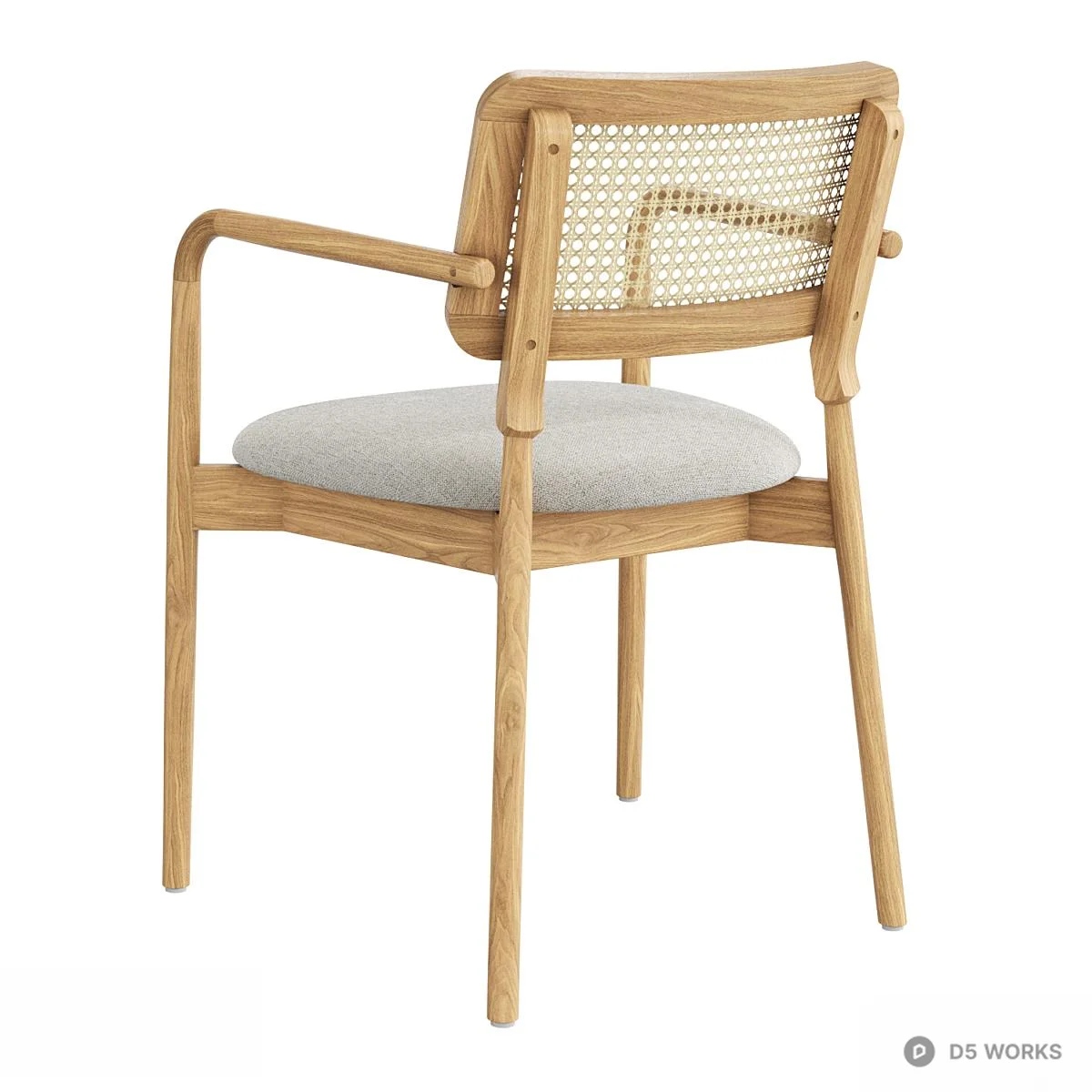 Rattan Back Dining Chair 3d model thumbnail 2