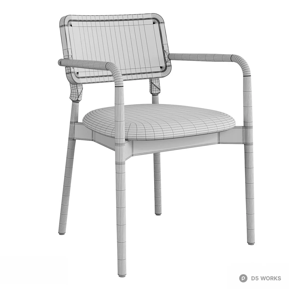 Rattan Back Dining Chair 3d model thumbnail 3