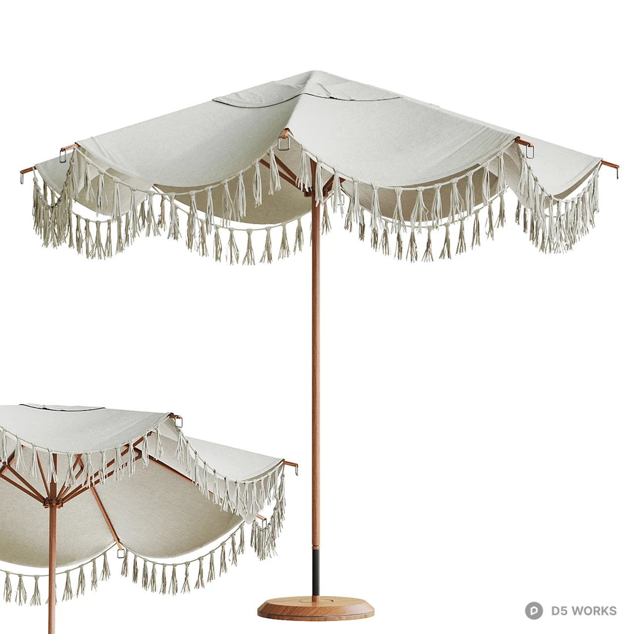 Tassel Fringe Outdoor Umbrella 3d model - Image 1
