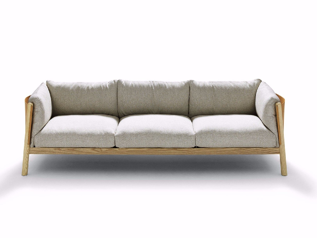 Natural Wood Three-seater Sofa 