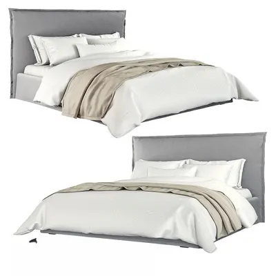 Minimalist Upholstered Double Bed 3d model