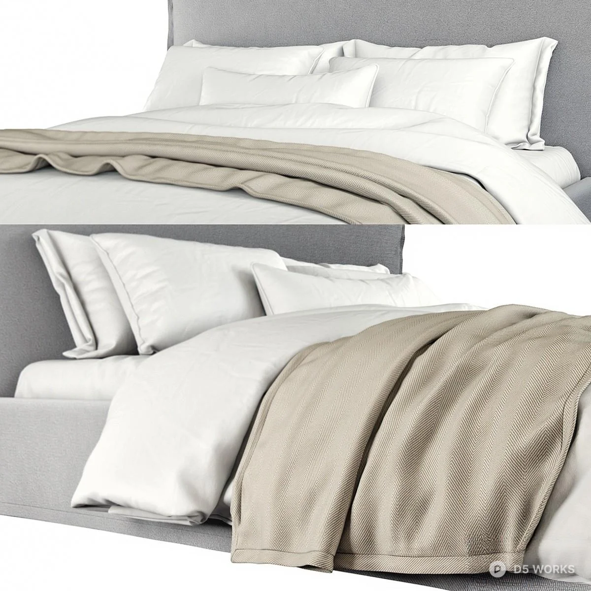 Minimalist Upholstered Double Bed 3d model thumbnail 3