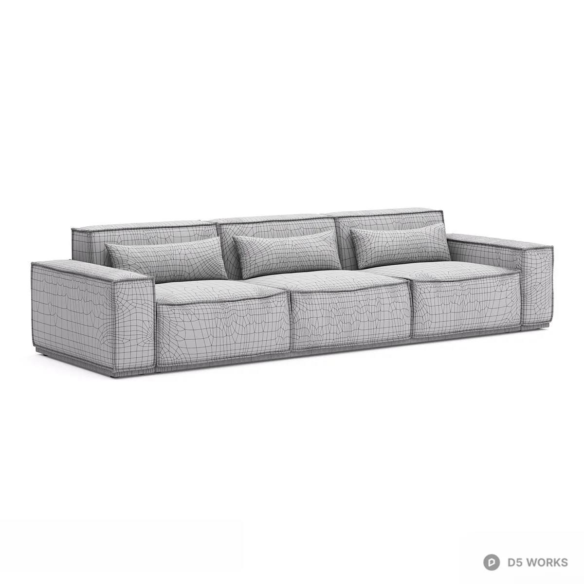 Minimalist Beige Three Seater Sofa 3d model thumbnail 4