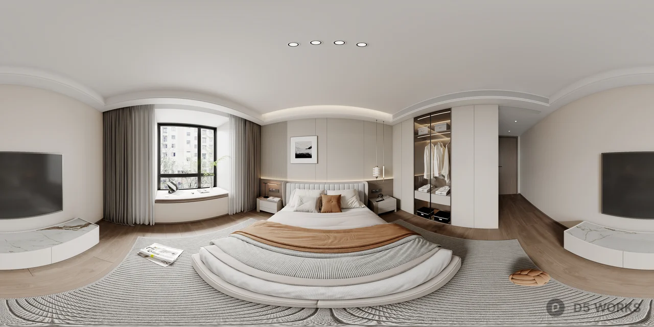 Modern Minimalist Bedroom with Integrated Storage 3d model thumbnail 2