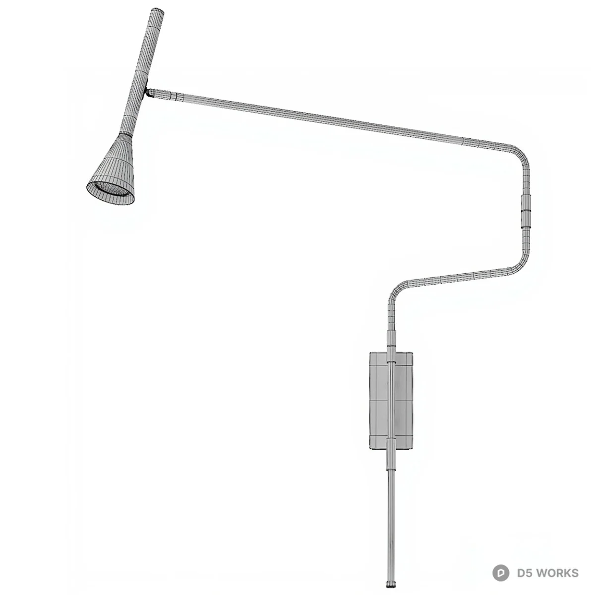 Adjustable Brass Wall Lamp 3d model thumbnail 2