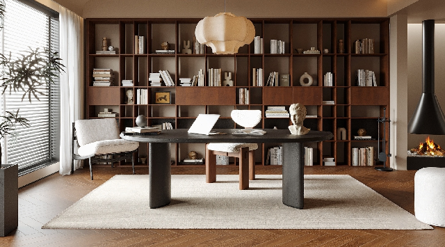 Mid-Century Modern Study Room